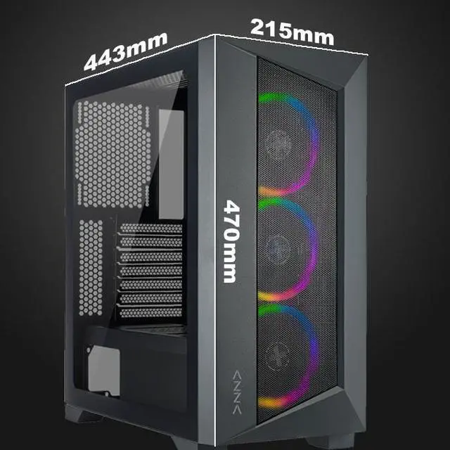 Alt view image 6 of 7 - AZZA Octane A 460A / Gaming / ATX Mid Tower / tempered glass/ Black / 3x 120 mm ARGB fans included / ARGB control board included