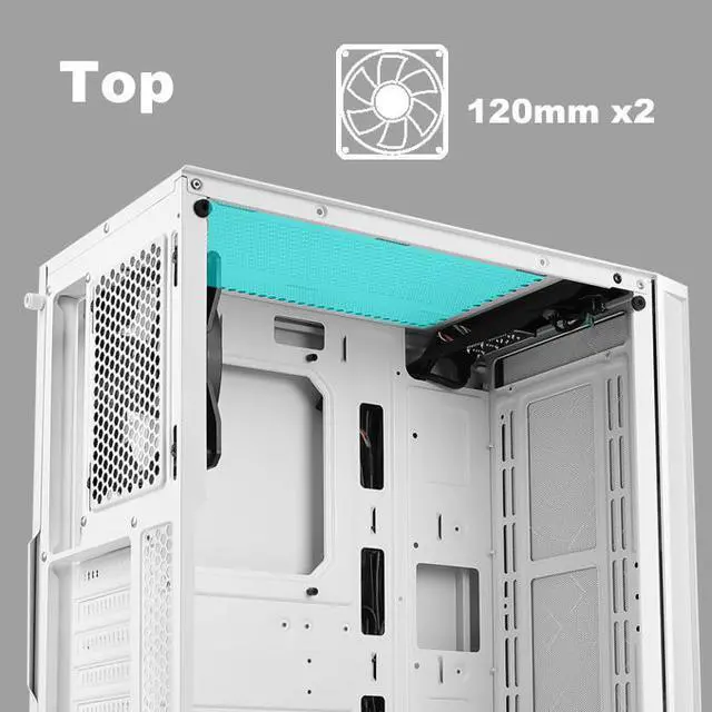 Alt view image 6 of 8 - AZZA Spectra 280W / Gaming / ATX Mid Tower / Tempered Glass / White/ 240mm Radiator Support