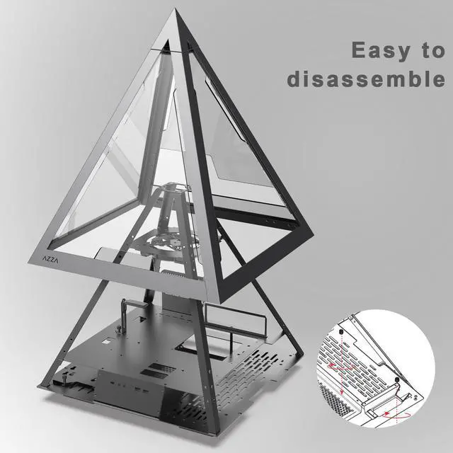 Alt view image 6 of 7 - AZZA PYRAMID 804L / PCIE 4.0 included / Gaming / CNC ATX Case /Tempered Glass / Aluminum Frame  / Type-C Port /1x120mm ARGB fan included