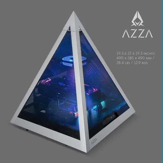 Alt view image 4 of 7 - AZZA PYRAMID 804M / PCIE 4.0 included / Gaming / CNC ATX Case / Metal Mesh / Aluminum Frame  / Type-C Port /1x120mm ARGB fan included mesh