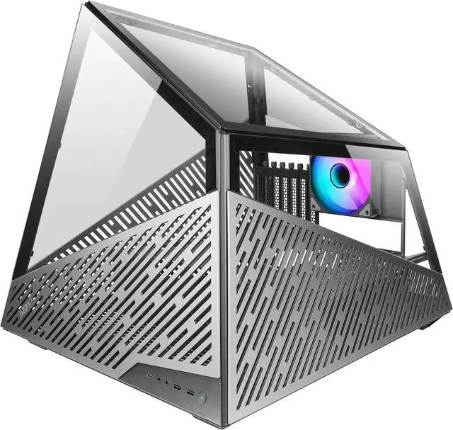 Alt view image 2 of 7 - AZZA MESA 811 / Gaming PC Case / Bench Table Design / Tempered Glass / Aluminum Panels / High-End System Compatible / 4 x 120mm Fans Included