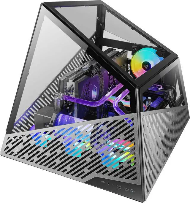 Alt view image 6 of 7 - AZZA MESA 811 / Gaming PC Case / Bench Table Design / Tempered Glass / Aluminum Panels / High-End System Compatible / 4 x 120mm Fans Included