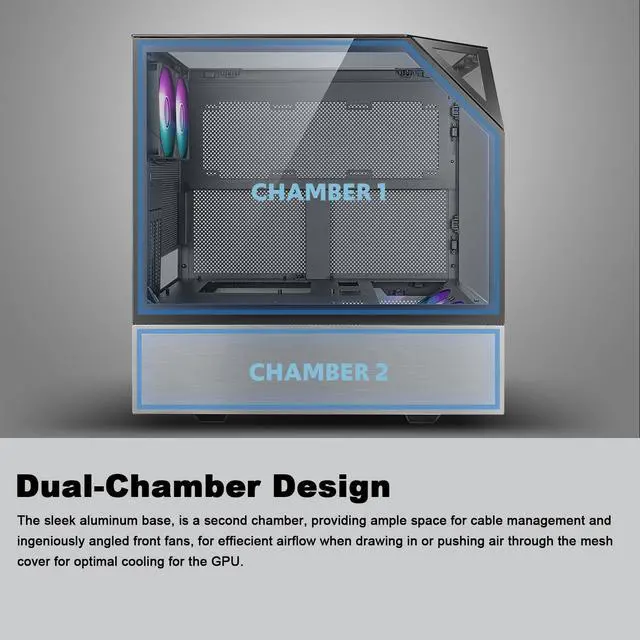 Alt view image 3 of 7 - AZZA CSAZ-810 Sanctum / Innovative Case / Gaming / ATX Mid-Tower / Computer Case / Tempered Glass Panel
