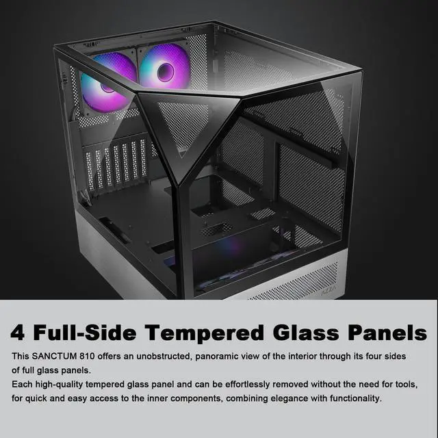 Alt view image 2 of 7 - AZZA CSAZ-810 Sanctum / Innovative Case / Gaming / ATX Mid-Tower / Computer Case / Tempered Glass Panel