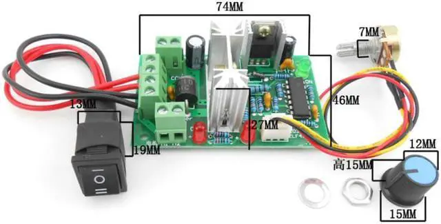 Main image of 10V 12V 24V 36V PWM DC controller with Positive inversion switch PWM DC controller for DC motor speed controller 150W