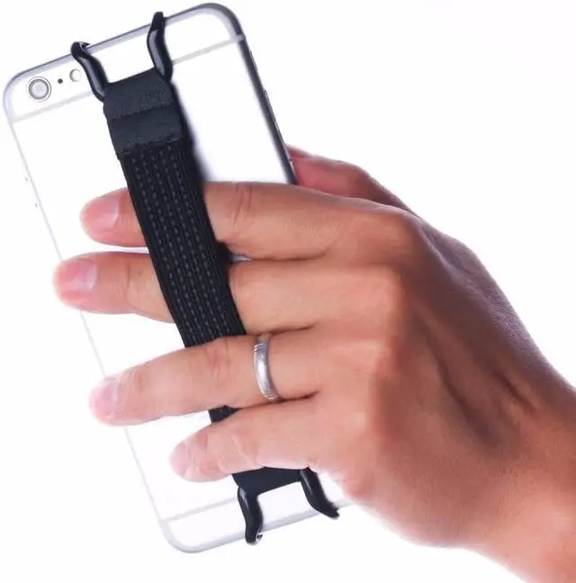 Alt view image 2 of 2 - Universal Mobile Phone Holder Elasticated Strap And Strong Metal Bracket Back Finger One Hand Operation Anti-slip Accessories