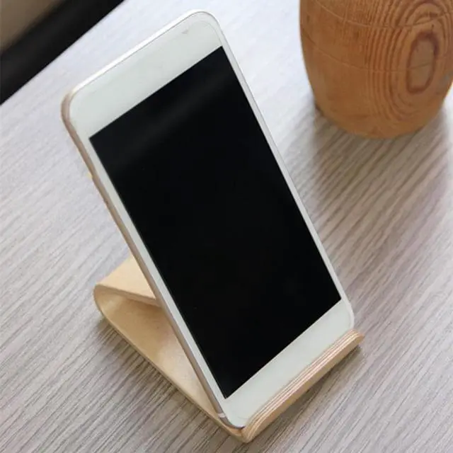 Alt view image 2 of 2 - Solid Wood Phone Holder Universal Mobile Desktop Stand Multifunction Tablet Stand Charging Stand Wooden Base