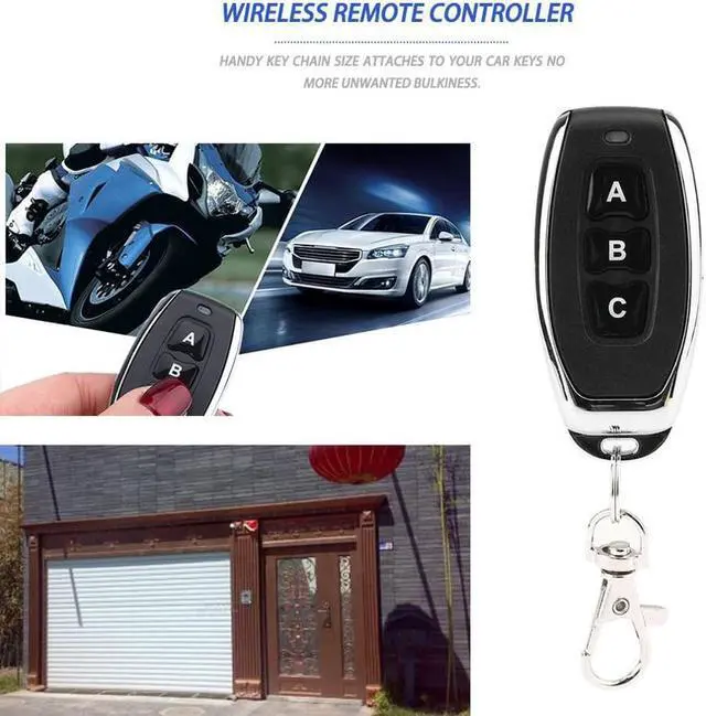 Alt view image 2 of 2 - 433MHz Wireless Metal ABC 3 Key Garage Door Duplicator Learning Code Key Fob Control DC 6V Universal Copy Auto Car Alarm System
