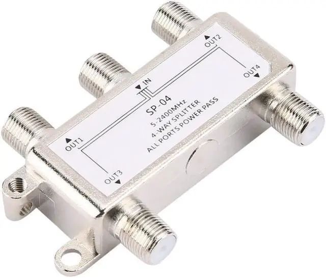 Main image of 4 Way 4 Channel Satellite/Antenna/Cable TV Splitter Distributor 5-2400MHz F Type SP-04 Booster Splitter Home Tv Equipments