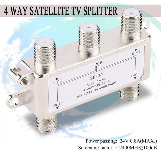 Alt view image 2 of 2 - 4 Way 4 Channel Satellite/Antenna/Cable TV Splitter Distributor 5-2400MHz F Type SP-04 Booster Splitter Home Tv Equipments