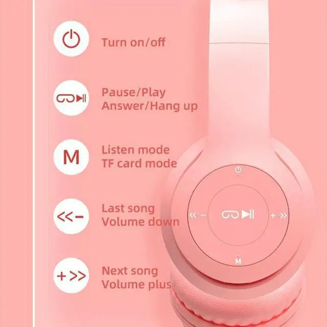 Alt view image 2 of 2 - P47 Cat Ears Luminous Head-mounted Headphone Bilateral Stereo Sport Low-power Headset Wireless 5.0 No Delay 400mah Earphone