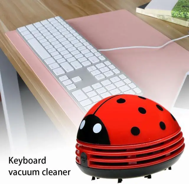 Alt view image 2 of 2 - Cleaning Brushe Holder Mini Desktop Vacuum Desk Cleaner Portable Cute Beetle Ladybug Dust Cartoon Collector For Home Office