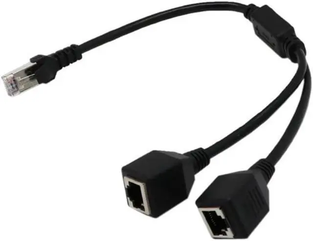 Main image of RJ45 1 Male to 2 Female Socket Port LAN Ethernet Network Splitter Y Stable Transmission Cat5e Cat5 Cat6 Easy Adapter Cable