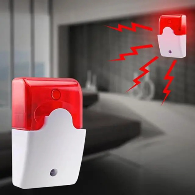 Main image of Mini Wired Strobe Siren Durable DC 12V Sound Home Security Alarm System Flashing LED Light 120 x 70 x 48mm