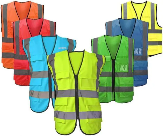 Alt view image 2 of 2 - ) Multi-pocket Reflective Vest Riding Traffic Vest Safety Railway Coal Miners Uniform Vest Breathable Reflective Vest