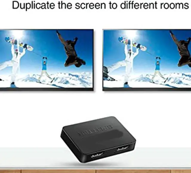 Alt view image 2 of 2 - HDMI-compatible Splitter 1 In 2 Out 4K Splitter For Dual Monitors Duplicate/Mirror Only Splitter 1 To 2 Amplifier For 1080P 3D