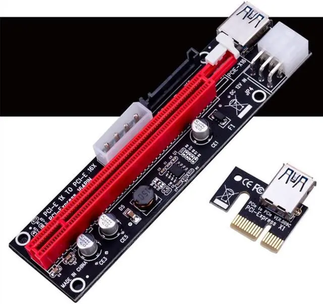 Alt view image 2 of 2 - PCI-E Riser Card USB 3.0 Cable PCI Express 1X to 16X Extender PCIe Adapter Extension Cable for GPU Graphics Card Mining Card