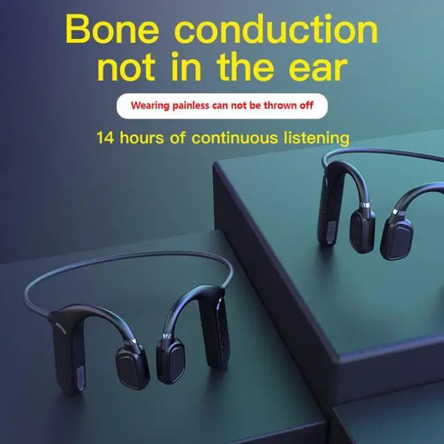 Alt view image 2 of 2 - Bone Conduction Earphones Wireless Headset Button Control IPX5 Waterproof Sports Music Practical Headphone With Microphone
