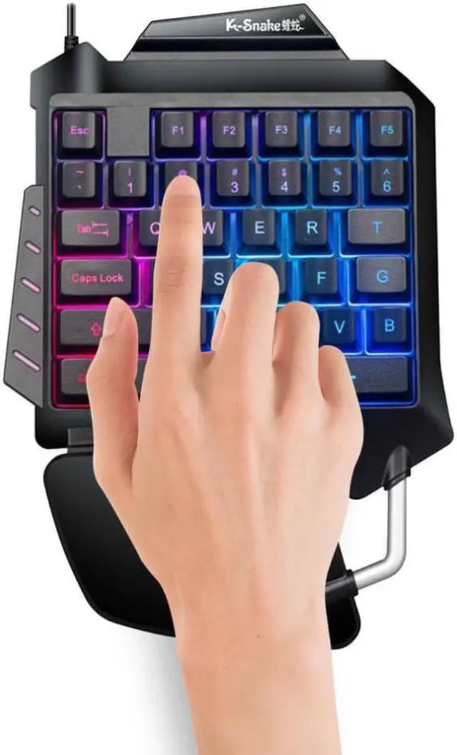 Alt view image 2 of 2 - One Hand Mechanical Gaming Keyboard RGB Backlit Portable Mini 35KEY Keyboard Game Controller For PS4 Xbox Gamer Dropshipping