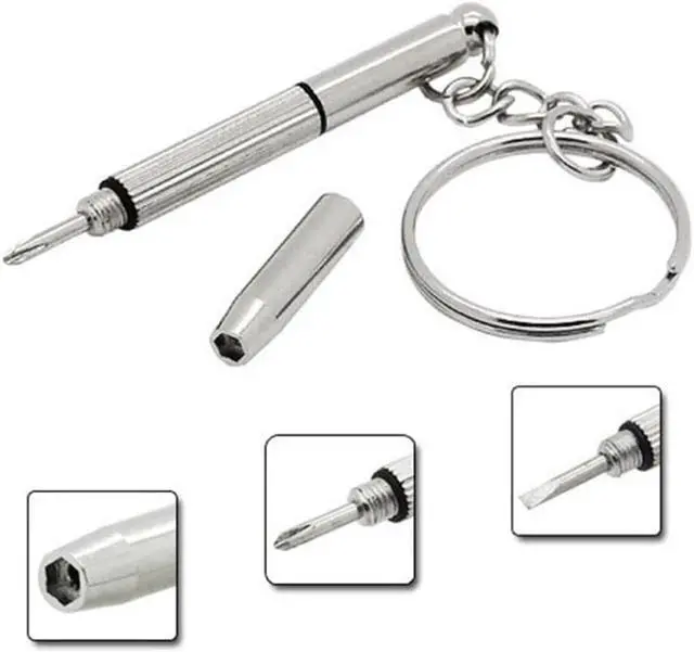Alt view image 2 of 2 - Multifunction Eyeglass Screwdriver Mini Hand Tool 3-in-1 Eyeglass Screwdriver Sunglass Watch Repair Kit with Keychain