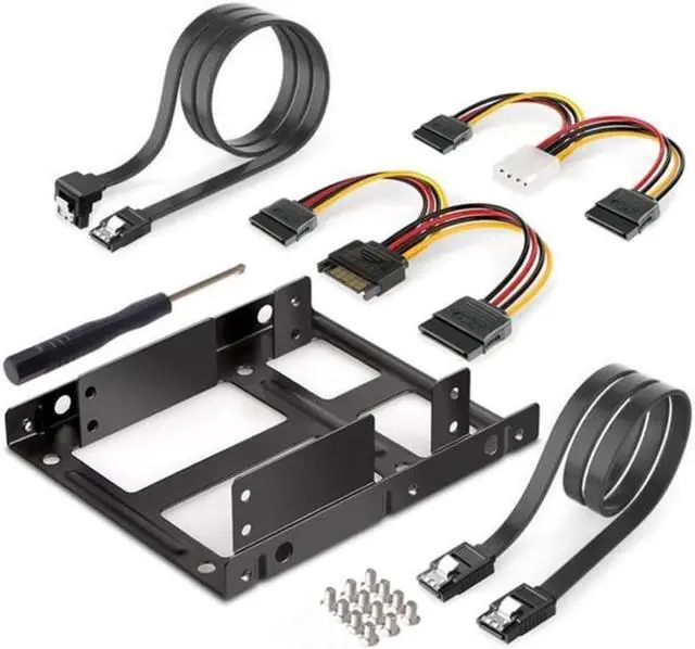 Main image of 2X 2.5 Inch SSD to 3.5 Inch Internal Hard Disk Drive Mounting Kit Bracket (SATA Data Cables and Power Cables Included) Hot Sale