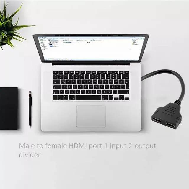 Alt view image 2 of 2 - Cable Adapter 1.4B Splitter HDMI-compatible 1 in 2 Out Cable Connector Port Hub 2-port Male to Female Polybag Non-shielded