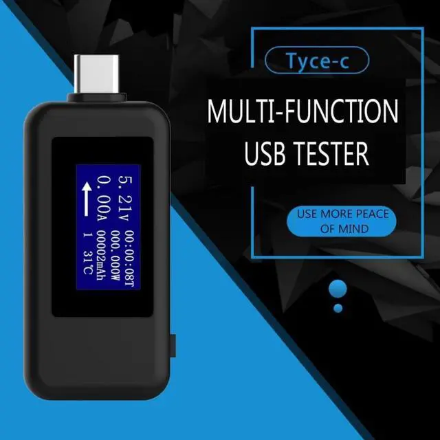 Alt view image 2 of 2 - Type-C USB 4-30V DC Voltmeter Tester Current  Voltage Meter Timing Ammeter Digital Monitor Cut-off Power Indicator Bank Charger