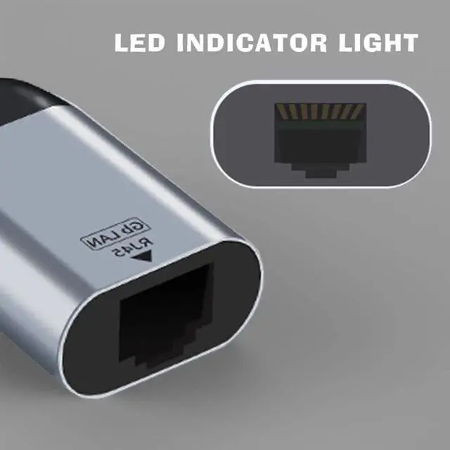 Alt view image 2 of 2 - USB C to Ethernet Adapter Cable Creation Aluminum USB-C to RJ45 LAN Network Adapter Compatible with Thunderbolt 3