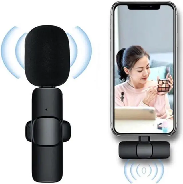 Alt view image 2 of 2 - Wireless Lavalier Microphone Portable Audio Video Recording Mini Microphone For Live Broadcast Gaming Phone Microphone