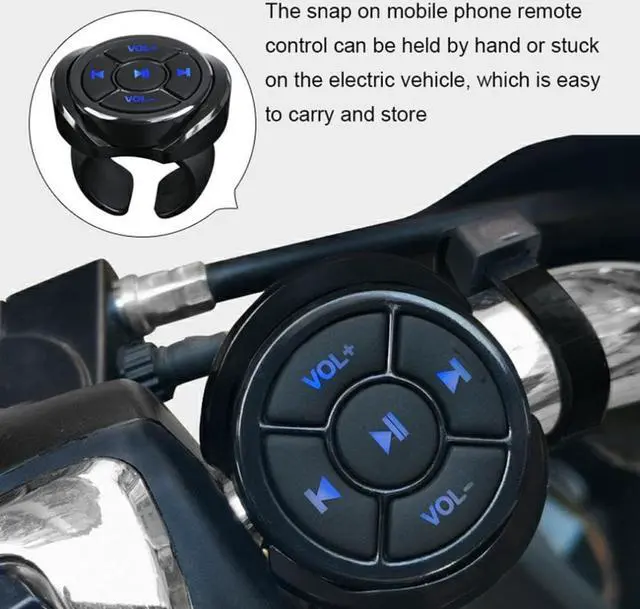 Alt view image 2 of 2 - Wireless Bluetooth Media Button Remote Controller Car Motorcycle Bike Steering Wheel MP3 Music Play For IOS Android Phone Tablet