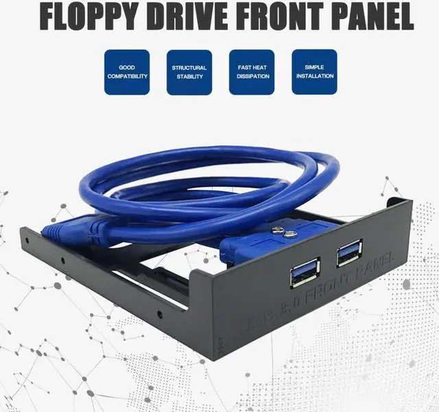 Alt view image 2 of 2 - 2 Port USB 3.0 Front Panel 20 Pin USB3.0 Hub Expansion Bay Adapter  Connector Plastic Bracket for PC Desktop 3.5 Inch Floppy Bay