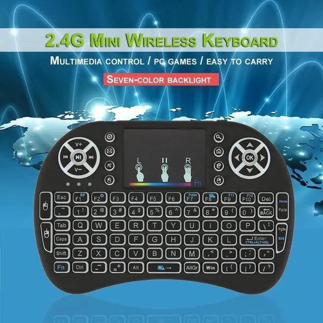 Alt view image 2 of 2 - 2.4GHz Mini Wireless Remote Keyboard with Touchpad Mouse for Android TV Box Colourful LED Backlight Rechargable Li-ion
