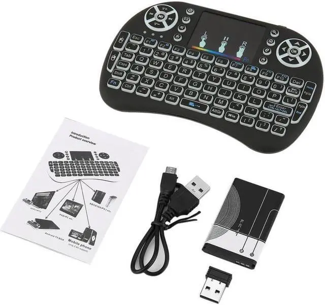 Main image of 2.4GHz Mini Wireless Remote Keyboard with Touchpad Mouse for Android TV Box Colourful LED Backlight Rechargable Li-ion