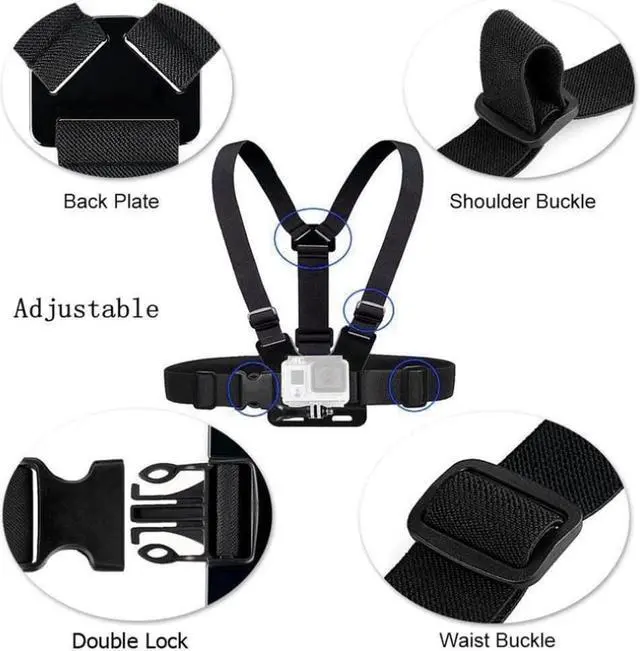 Alt view image 2 of 2 - Chest Strap Mount Belt Sport Cam Fix for Gopro Hero 7/6/5 4K Action Camera Chest Mount Harness for SJCAM SJ4000 Bundle 1 Plastic