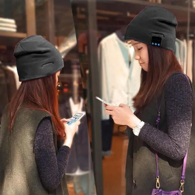 Alt view image 2 of 2 - Wireless Bluetooth Hat Winter Warm Beanies With V3.0+ EDR Music Hat Skullies Unisex Cool Knitted Cap Hot Sale