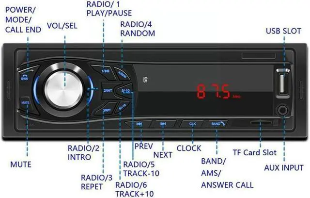 Alt view image 2 of 2 - Bluetooth Car Multimedia AUX-IN MP3 Player Charging 2 USB TF Auto Stereo Audio Digital FM Music Player Car Radio Dreopshipping