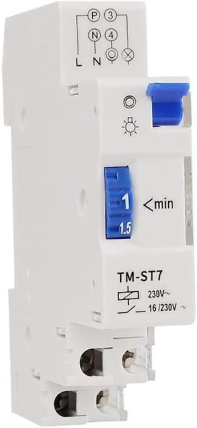 Main image of 230V AC 7 Minutes Mechanical Timer 18mm Single Module Din Rail Staircase Timer Time Switch Timer Clock