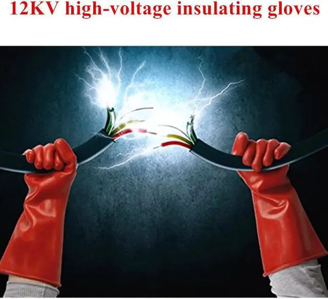 Alt view image 2 of 2 - 1 Pair 40cm Safety Gloves Anti-electricity Protect Professional 12kv High Voltage Electrical Insulating Glove Rubber Electrician