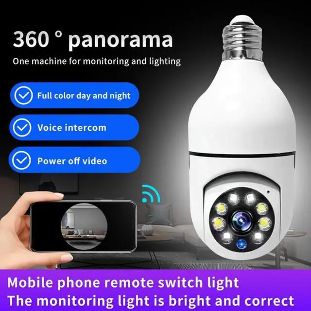 Alt view image 2 of 2 - E27 Surveillance Camera LED Light Bulb Socket 360° WiFi Security Light 1080P Spotlight Automatic Human Tracking Night Vision