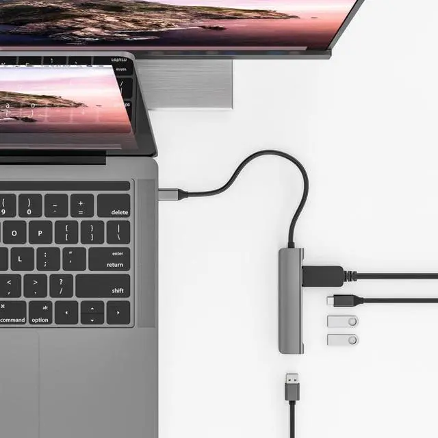 Alt view image 2 of 2 - 5 in 1 USB C Hub Docking Station USB C to Display Port Adapter Type C to USB2.0 PD Multi-port Hub Docking For Laptop Desktop