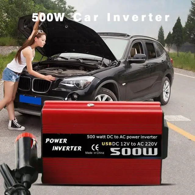Alt view image 2 of 2 - 500W DC to AC Power Converter DC 12V to 110V 220V AC Car Inverter Automatic Transformer With Dual USB Car Adapter Dropshipping