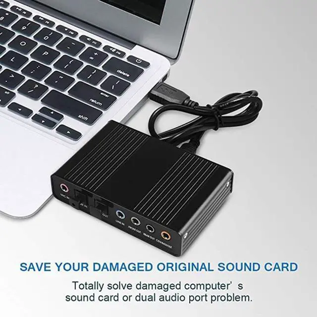 Alt view image 2 of 2 - External USB Sound Card 6 Channel 5.1Surround Adapter Audio Card USB 2.0 Optical S/PDIF Sound Card Adapter for PC Laptop Desktop