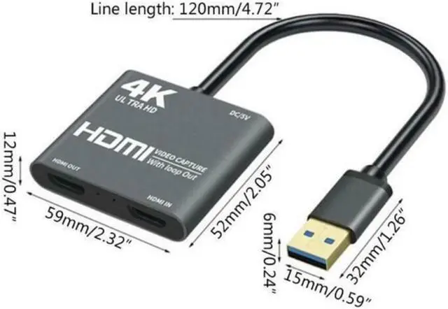 Main image of 4K 1080P USB 3.0 To HD-compatible Video Audio Game Capture Card  With Loop Out Full 1080p 60 Record Via DSLR Camcorder