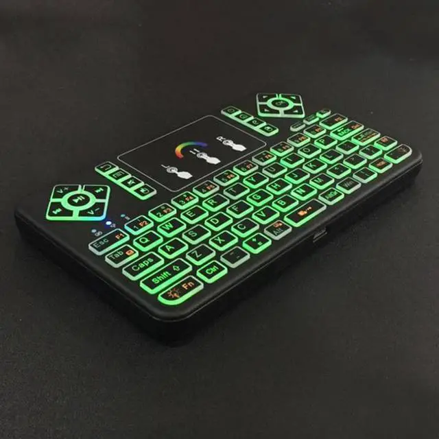 Alt view image 2 of 2 - Backlit English Russian French Spanish Portugal 2.4GHz Air Mouse Remote Touchpad for Android TV Box PC Mini Wireless Keyboard I8