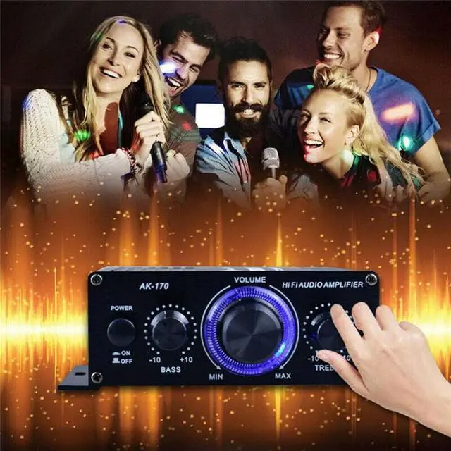 Alt view image 2 of 2 - AK170 Bluetooth-compatible  12V Mini HIFI Power Amplifier Audio Karaoke Home Theater Amplifier 2 Channel USB/SD AUX Input