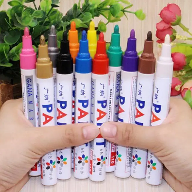 Main image of 12 colors set Waterproof Car Tyre Tire Tread Rubber Metal Permanent Paint Marker pen Graffti Oily Marker pen Stationery Supplies