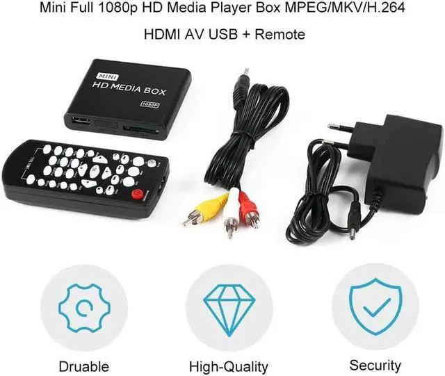 Alt view image 2 of 2 - Mini Media Player 1080P Mini HDD Media Box TV box Video Multimedia Player Full HD With SD MMC Card Reader 100Mpbs  EU Plug