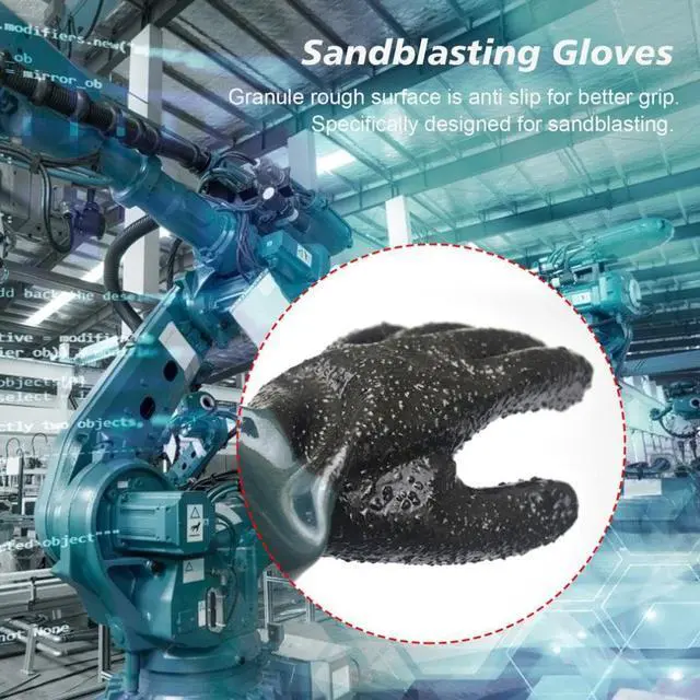 Alt view image 2 of 2 - 1 Pair 600MM Durable Soft Heavy Duty Protective Sandblasting Replacement Machine Gloves for Sandblaster Sand Blast Cabinet Work