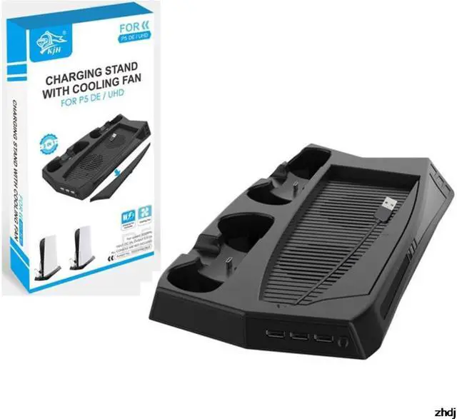 Alt view image 2 of 2 - Game Console Radiator For PS5 + Handle Charging Base For PS5 Two In One Including Two Charging Ports For DualSense Controller