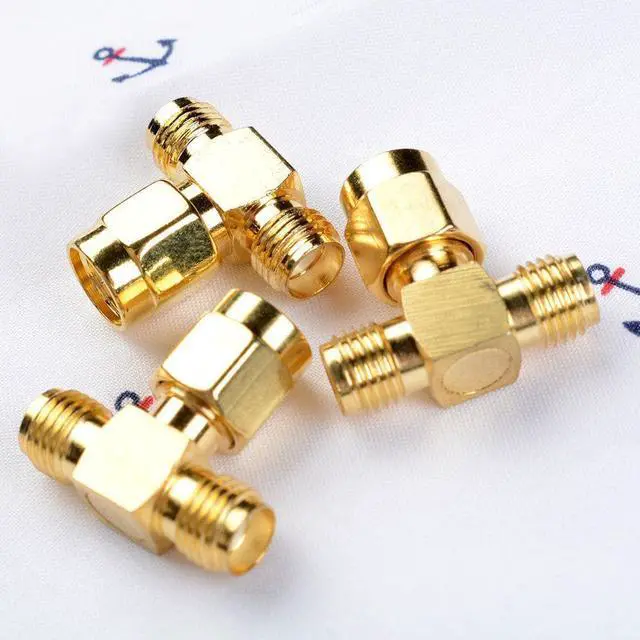 Alt view image 2 of 2 - SMA Male to Two SMA Female Triple T RF Adapter Connector 3 Way Splitter
